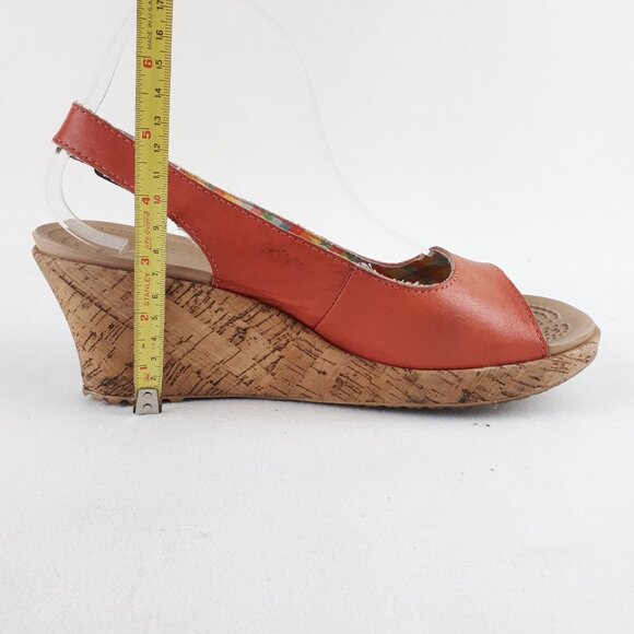 Crocs A-leigh Peach Leather Cork Wedge Sandals - Picture 12 of 15